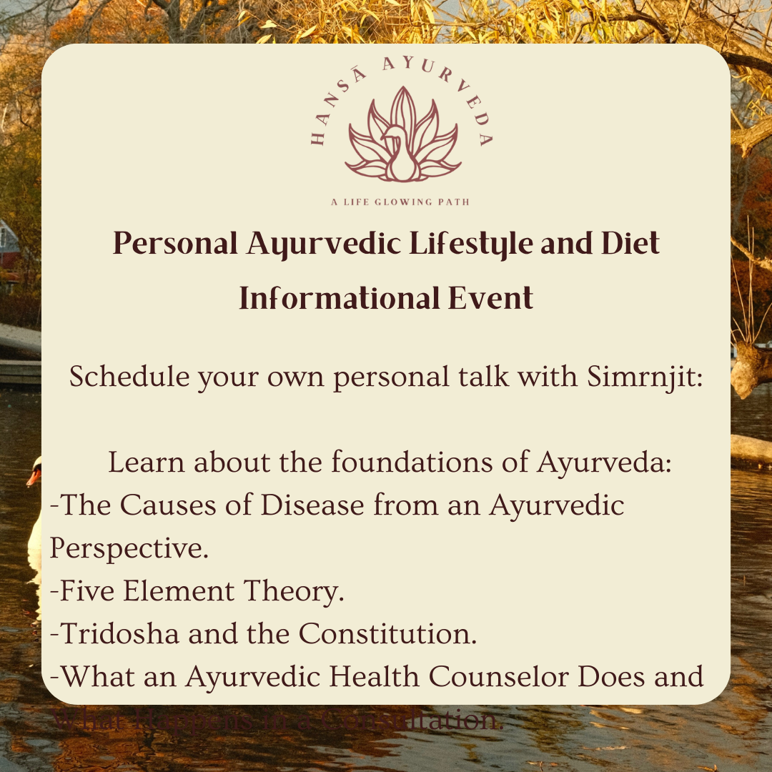 Personal Ayurvedic Lifestyle and Diet Informational Meeting